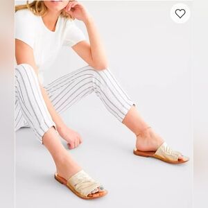 Free People Vicente Leather Gold Boho Slide Sandal